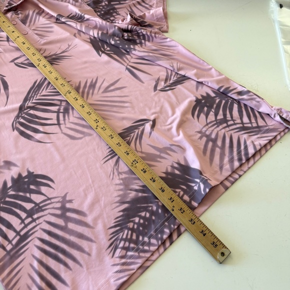 Walter Hagen Light Pink Palm Leaves AOP Performance Golf Polo Mens 2XL Stretch - Picture 6 of 6